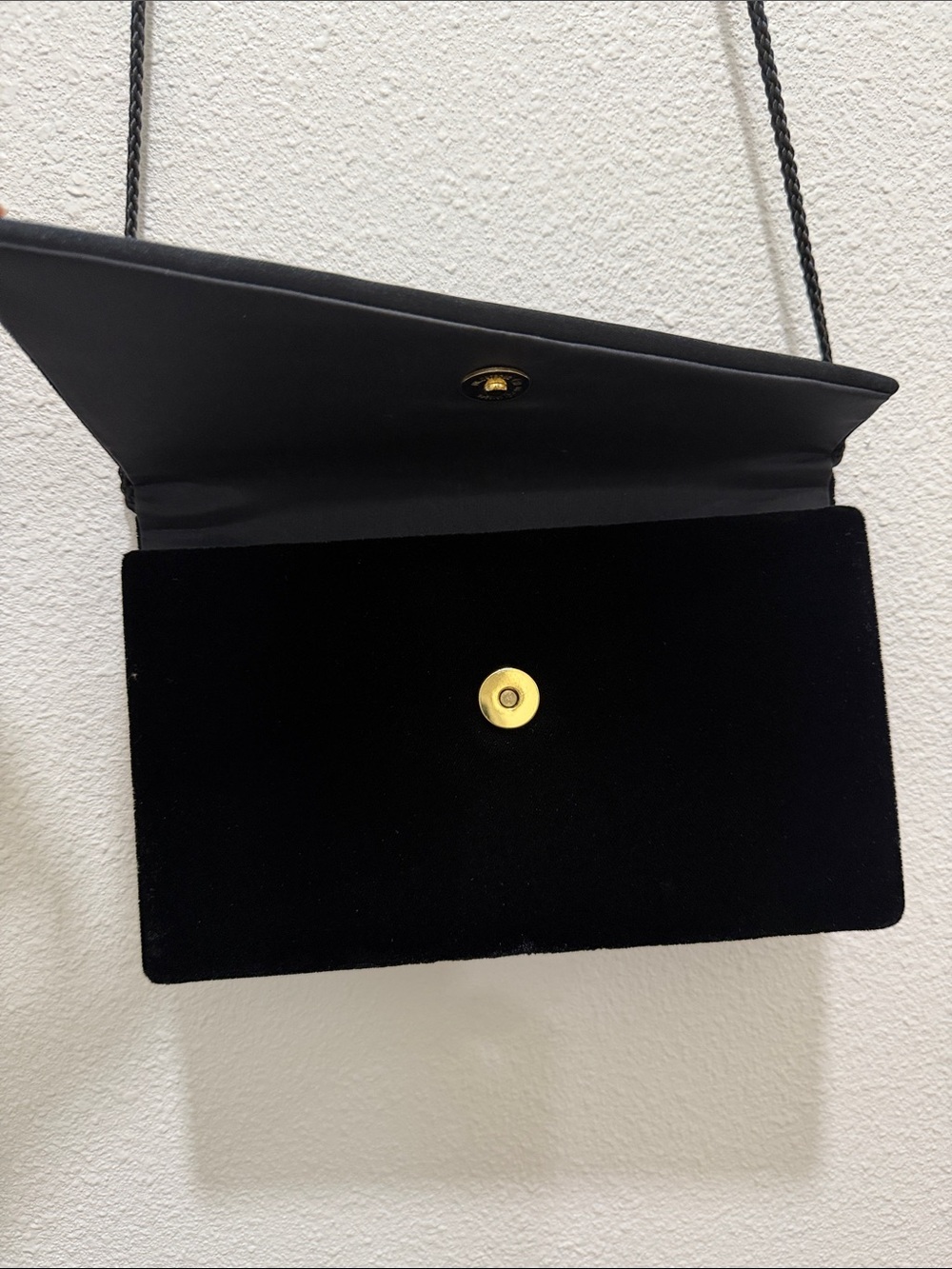 Classic Black Velvet Crossbody Clutch - Picture 2 of 5